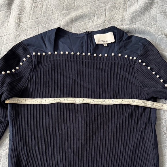 3.1 Phillip Lim Blue Long-Sleeve Top with Pearl Details—Size XS - Picture 5 of 11